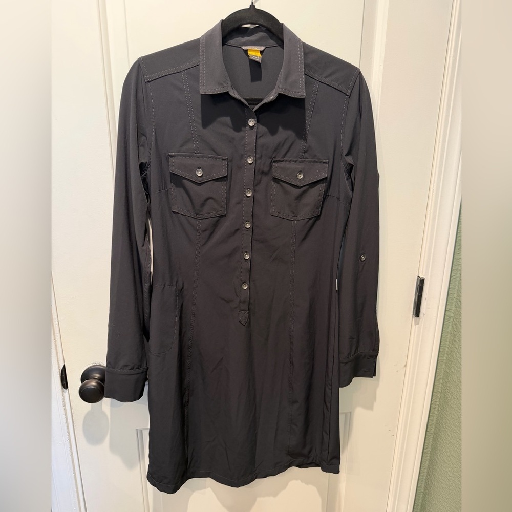 Eddie Bauer Black Button-Front Shirt Dress